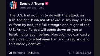 Trump says USA had Nothing to do with Israel vs Iran - Absolute Clown World