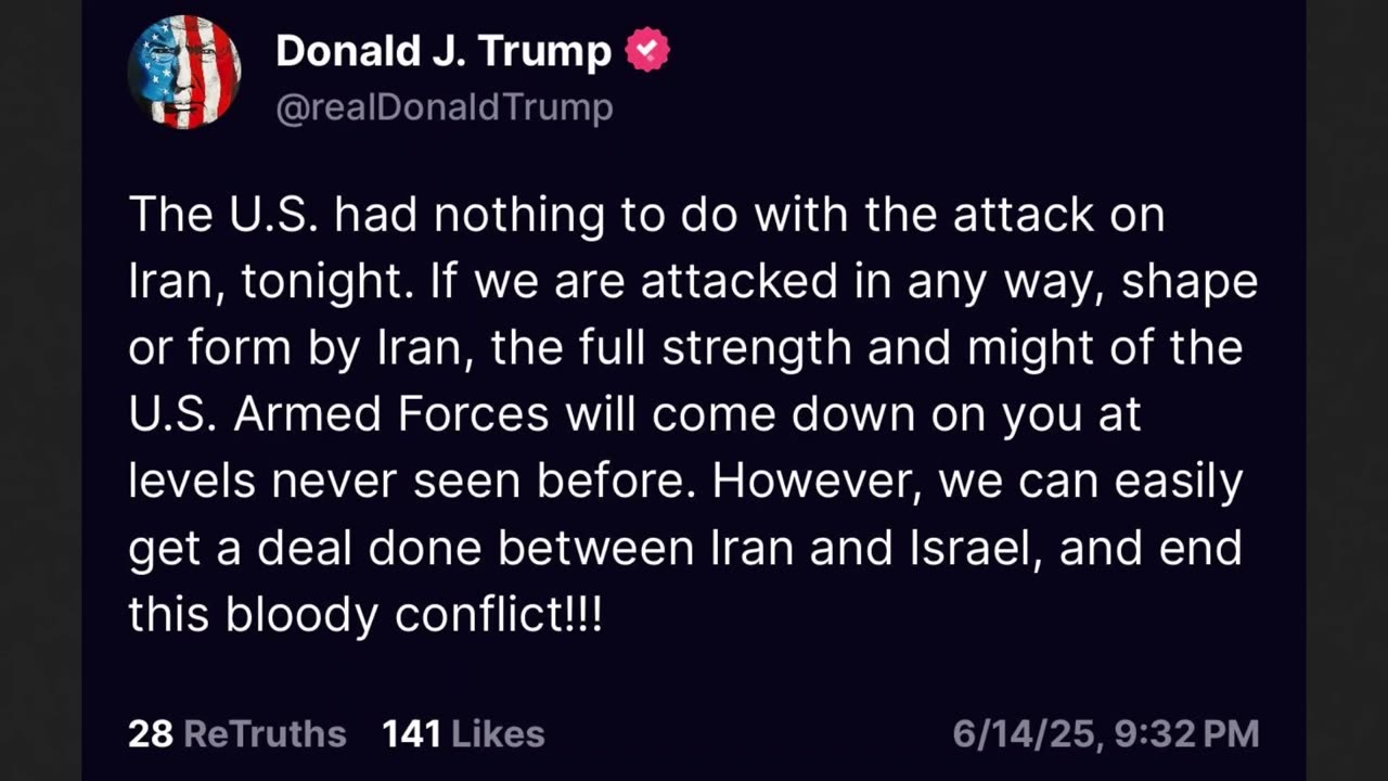 Trump says USA had Nothing to do with Israel vs Iran - Absolute Clown World