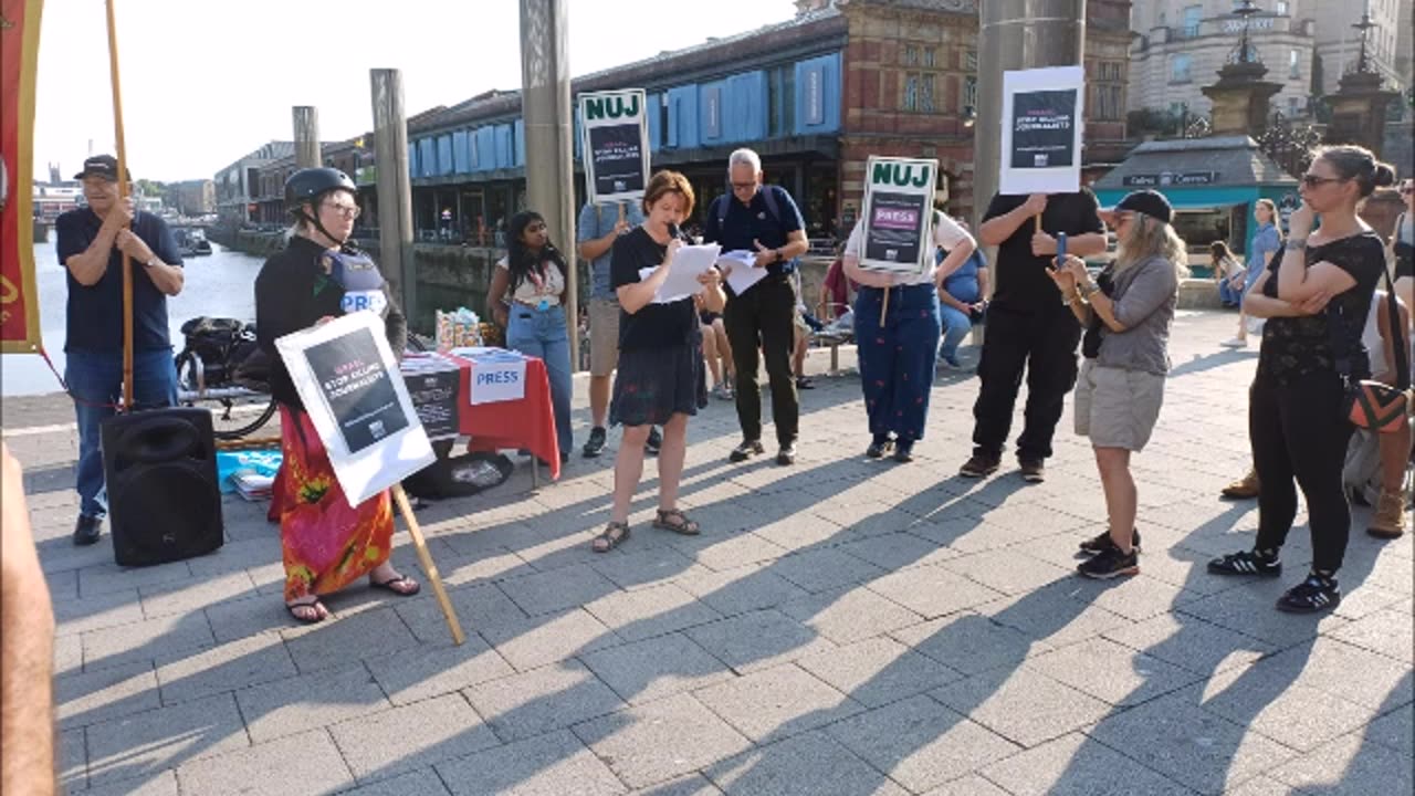 Around 200 journalists deliberately killed by Israel. Alex Morss, live, just after NUJ Bristol vigil