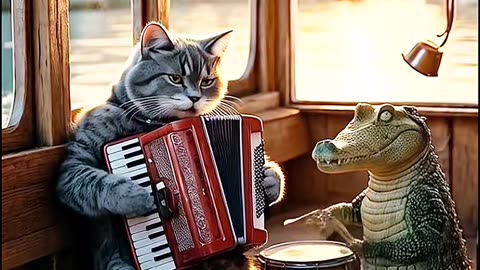DUPLA COMPLICADA ESSA😂😂#forró #ai #cat #crocodile #jacare #sanfona #c