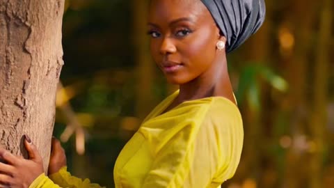 Elegant Woman in Yellow Dress Outdoor Portrait