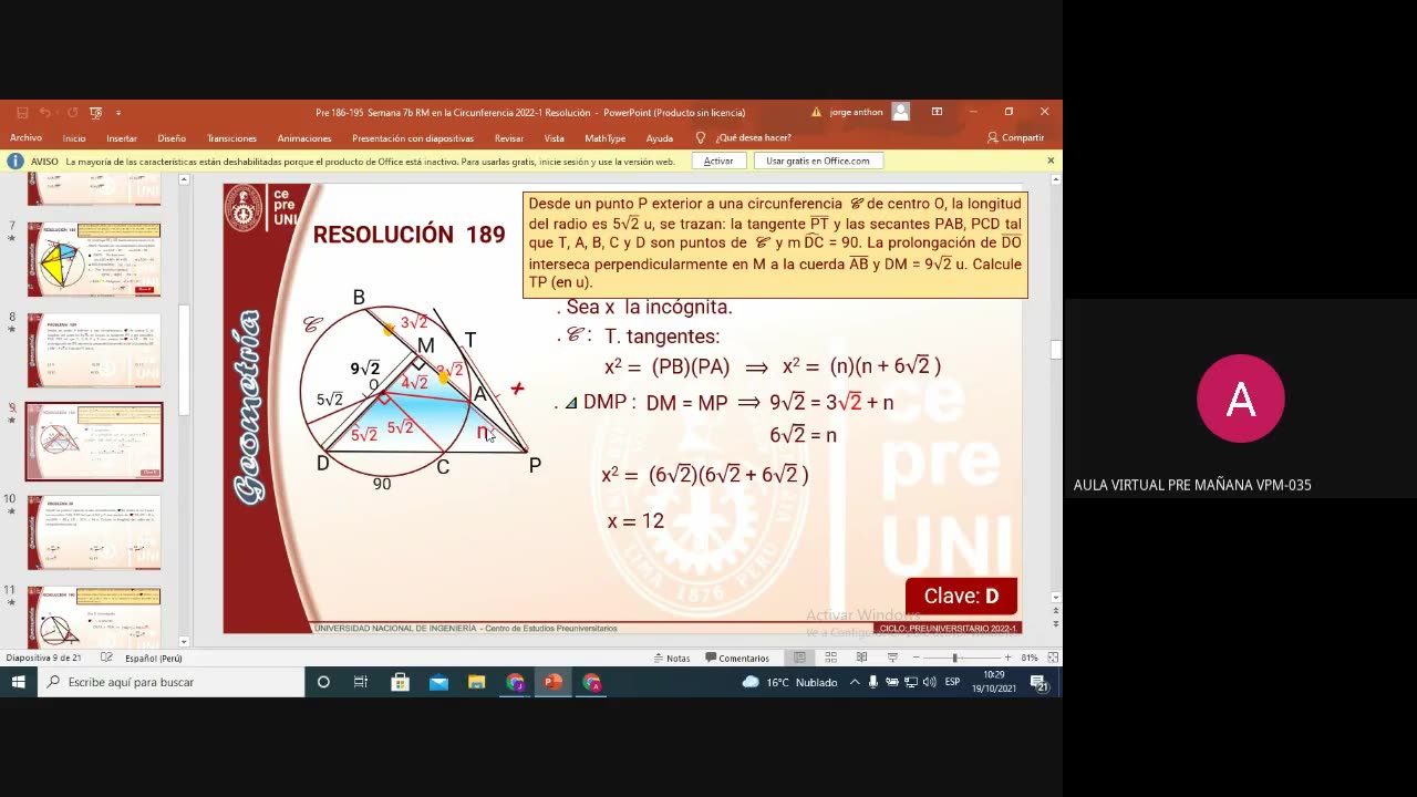 CEPRE UNI 2022 - 1 | Semana 08 | Geometría S1