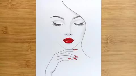 Easy way to draw a girl with red lips || Pencil Sketch || Girl Drawing