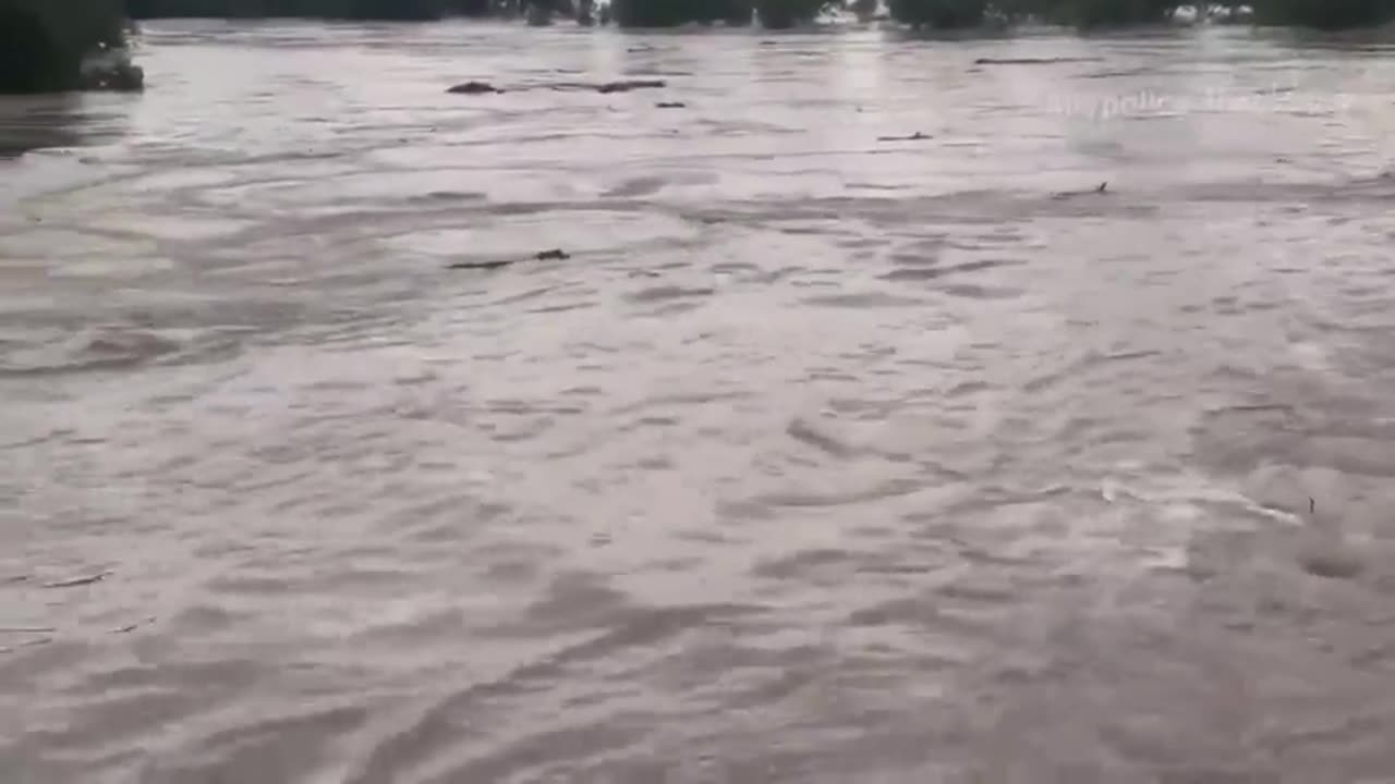 MAJOR FLOOD once again down the Lampasas River, Texas if the river rises another foot this bridge...