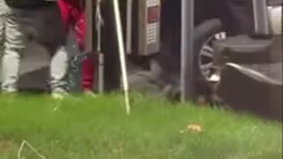 A group of men intervened to stop a man from assaulting a woman