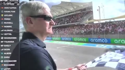 Worst checkered flag wave ever: Tim Cook