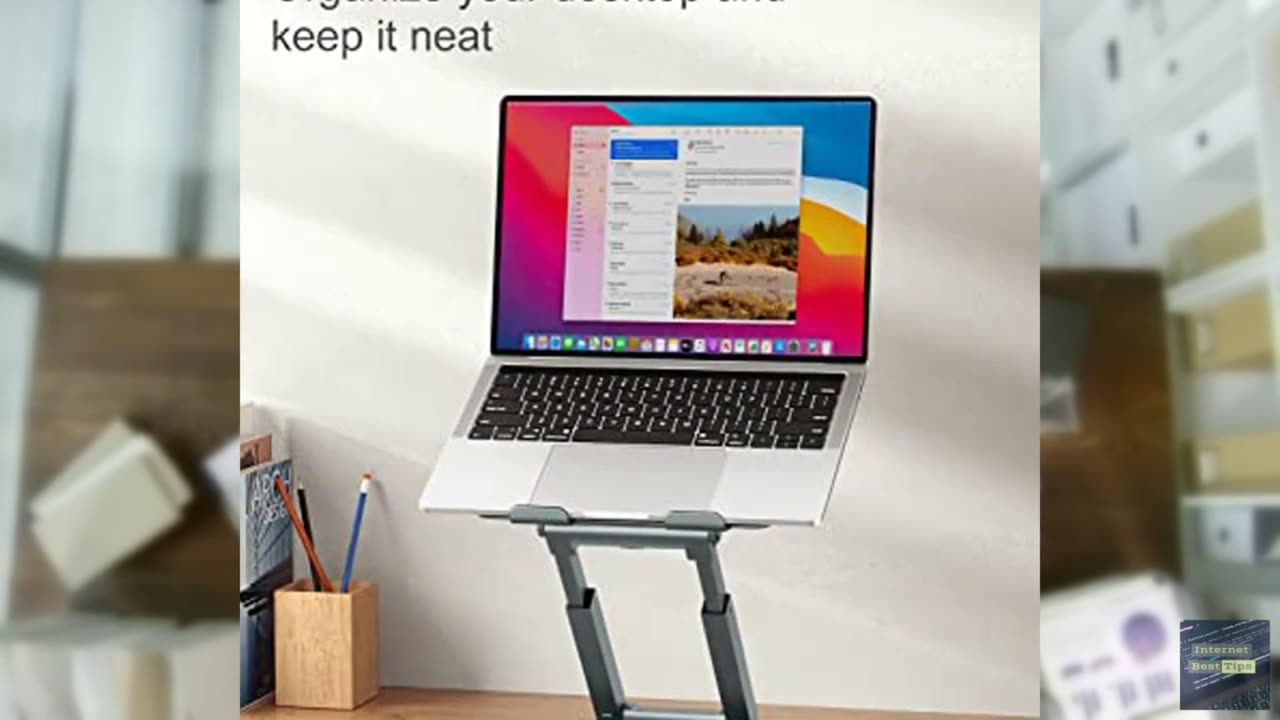 tounee Telescopic Laptop Stand for Desk with 360° Swivel Base, Sit to Stand, Hei