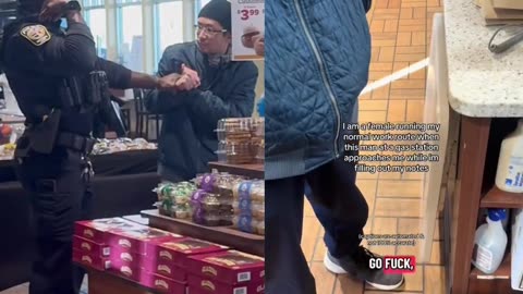 Video is blowing up online of a creep at a gas-station store who randomly targeted a woman