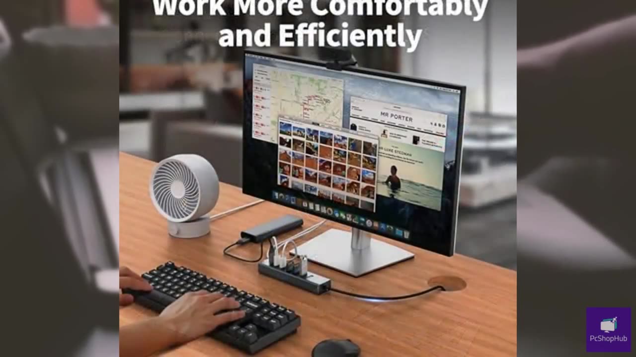 4Ft 7-Port USB Hub 3.0 for Desktop, 4 USB-A & 3 USB-C Ports Aluminium 5Gbps USB