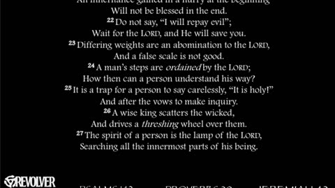 L8NIGHTDEVOTIONS REVOLVER -PSALM 142- PROVERBS 20- JEREMIAH 42- READING WORSHIP PRAYERS