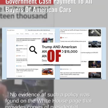 Fact Check: Trump Did NOT Announce $15,000 Government Cash Payment To Buyers Of American Cars