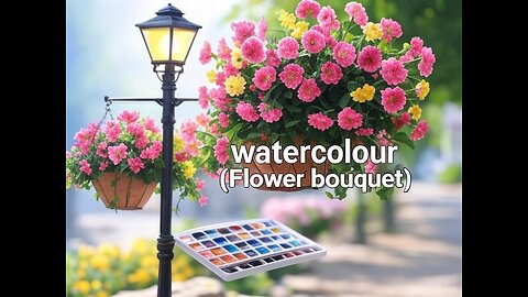 Watercolor painting 🎨lamp 💡flowers 💐