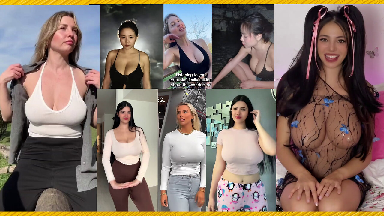 Huge Boobs / No Bra / Hard Nipples 59 - Big bank tiktok challenge ❤️‍ClipchampGirls 2025