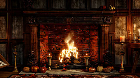 24/7 Live Fireplace Study Ambience (FREE COLOURING PAGES) | Halloween Aesthetics For Study And Work