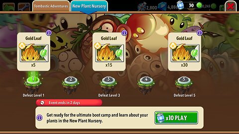 Plants vs Zombies 2 - Plant Nursery - Gold Leaf - September 2025