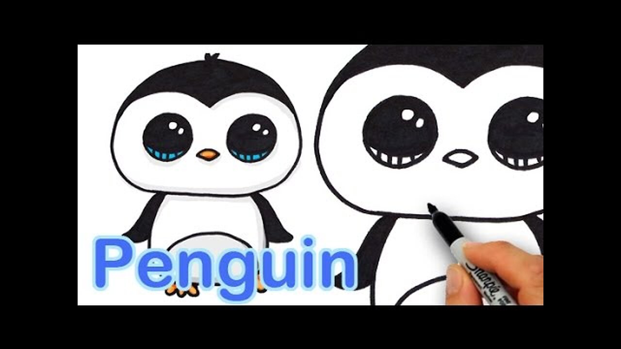 How to Draw a Cute Cartoon Penguin Easy step by step
