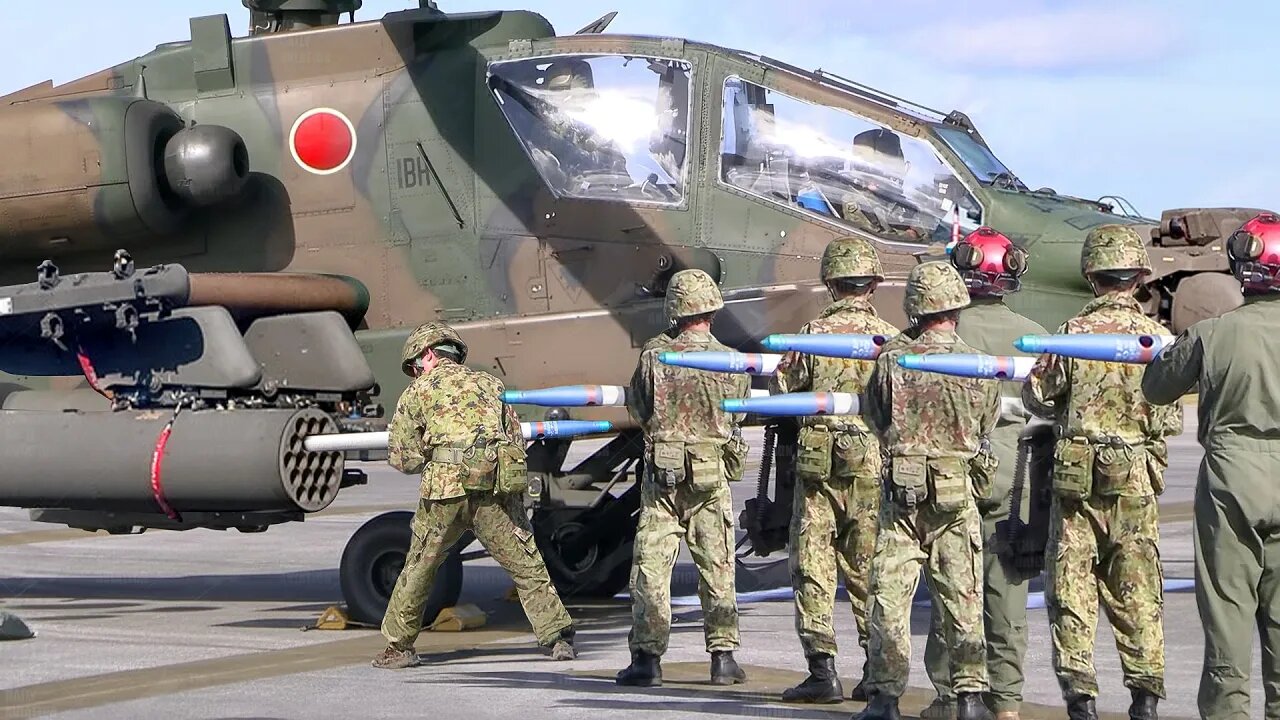 The Mighty Japanese AH-64 Helicopter in Action with Special Ammunition