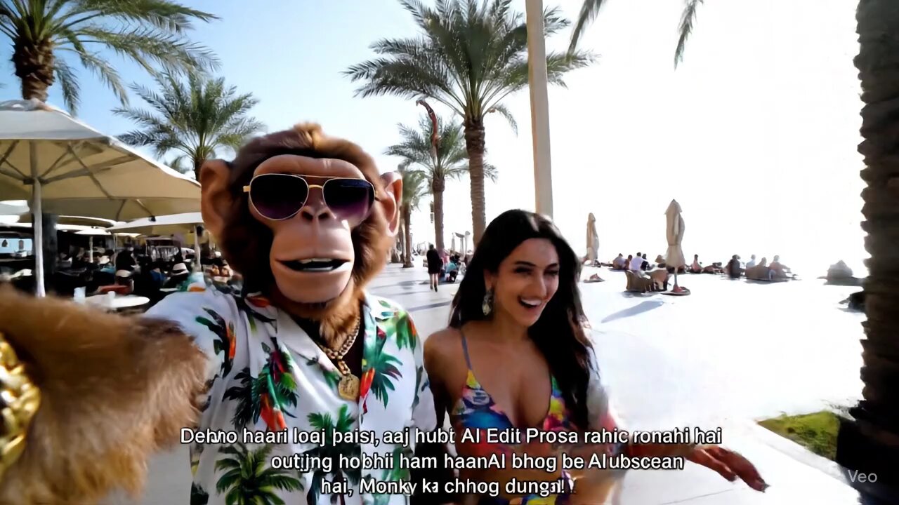 monkey vlogging in Dubai