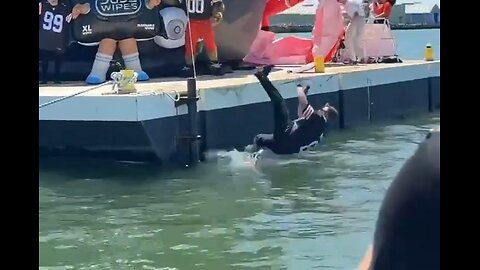 Videographer Falls Into Water During Browns Helmet Reveal