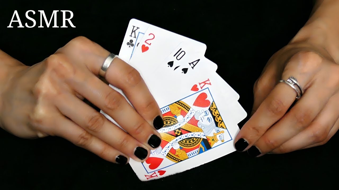 ASMR Playing Card Sounds (whispers, tapping, scratching, drumming)