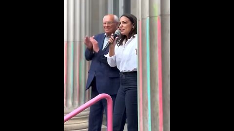 AOC spoke in Plattsburgh, NY, on Sunday sporting mom jeans with easily the strongest top button