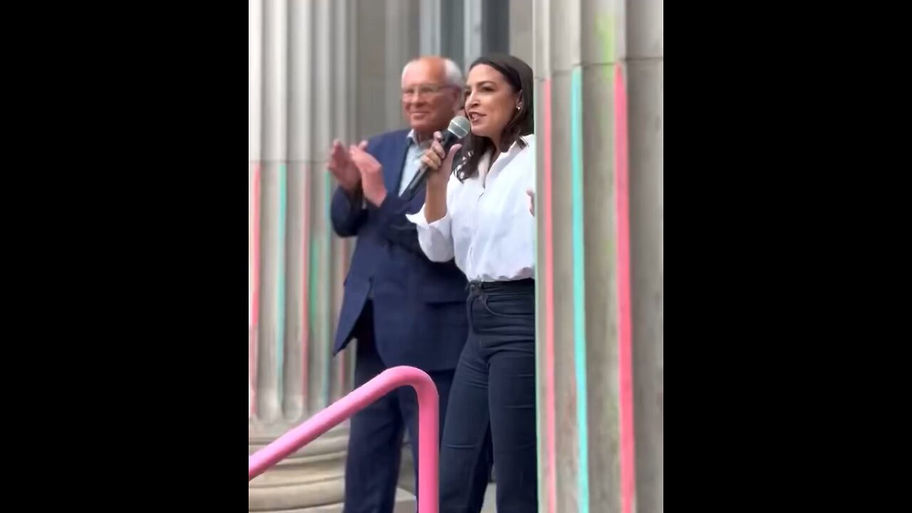 AOC spoke in Plattsburgh, NY, on Sunday sporting mom jeans with easily the strongest top button