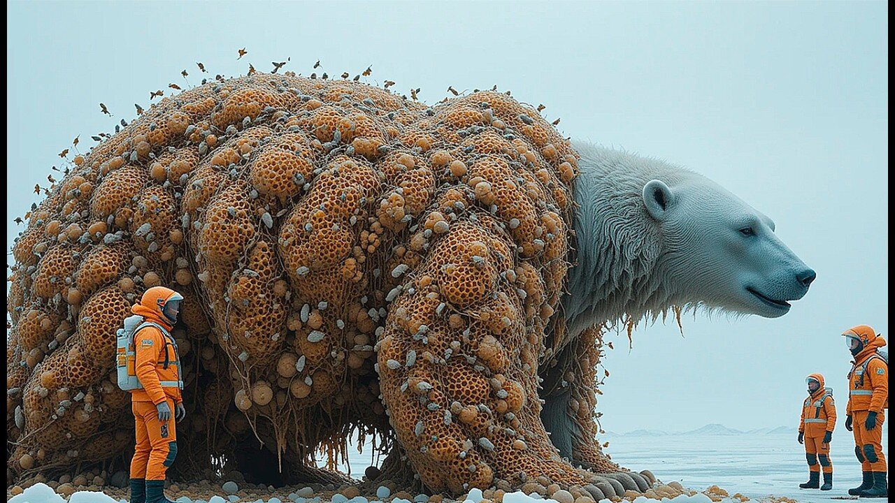 POLAR BEAR covered in millions of barnacles and parasites Rescued by Heroes.