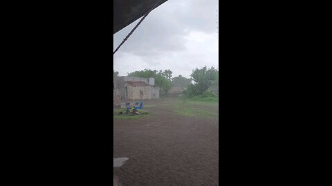 heavy rain at village