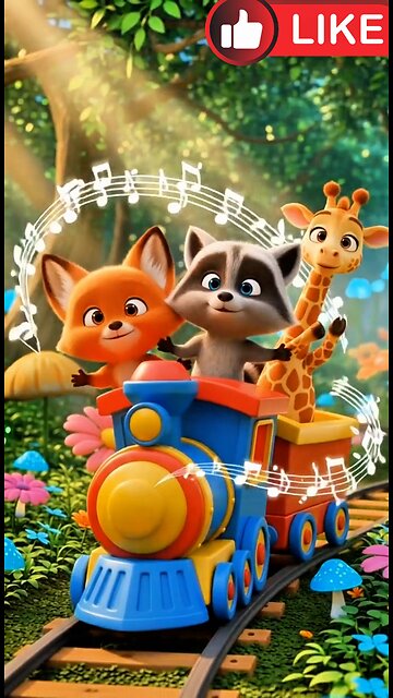 Animals are riding together on the same train in the forest. AI generate funny and entertainment