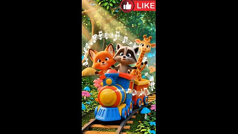 Animals are riding together on the same train in the forest. AI generate funny and entertainment