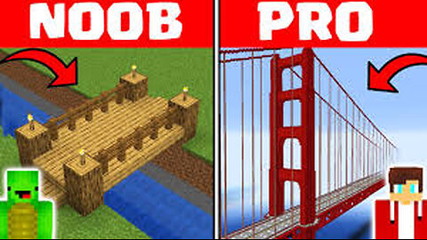 Mikey Noob Bridge VS JJ Pro Bridge Challenge!