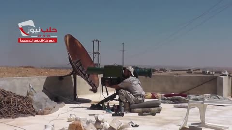 Syrian War Al Hikmah school, S. Aleppo, HJ-8 vs T-55, hit 2013.07.05