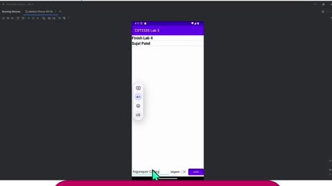 Student Work(Android)|CST2335 – Graphical Interface Programming Lab 5 – Databases output video
