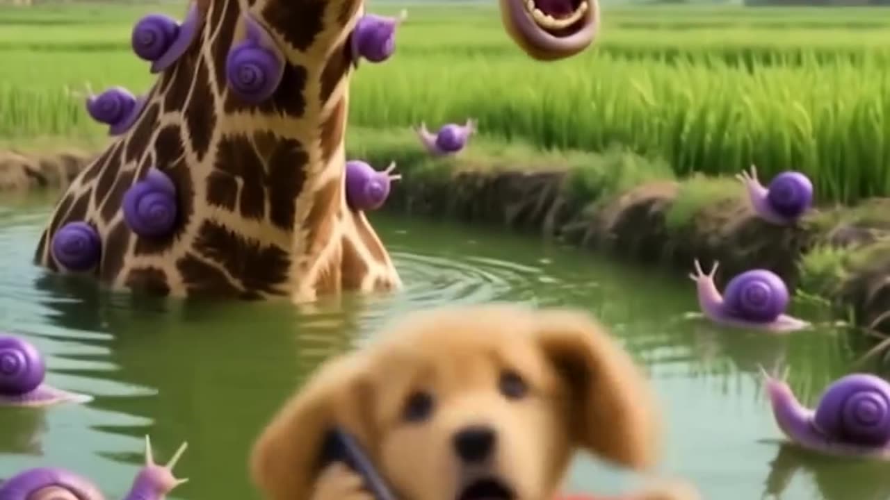 The poor puppy rescue giraffe from snail #puppy #rescue #giraffe #snail #animalsaas