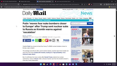 PUTIN MOVES 4 NUCLEAR BOMBERS CLOSER TO EUROPE