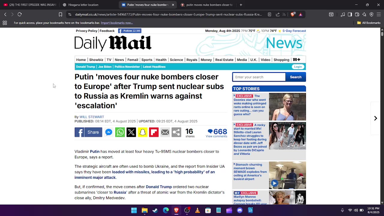 PUTIN MOVES 4 NUCLEAR BOMBERS CLOSER TO EUROPE
