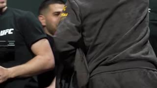 Paddy Pimblett Greets Ilia Topuria During the UFC London Ceremonial Weigh-Ins