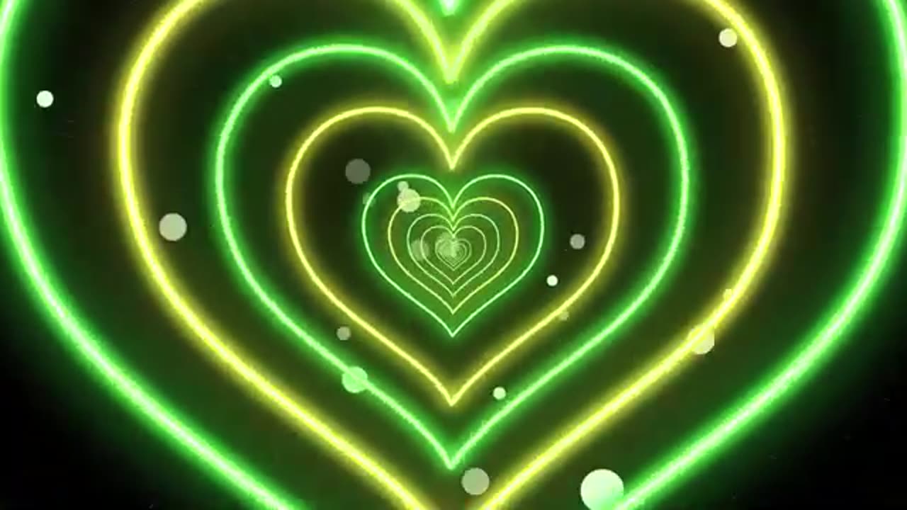 1152. Easter Neon led lights Heart Tunnel Particles Heart Background Disco Green Yellow TV wallpaper