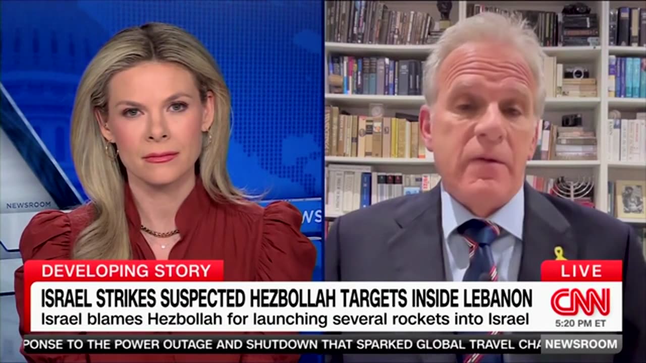 Michael Oren appears on CNN's Newsroom to discuss recent Hezbollah attacks