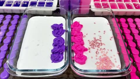PURPLE vs PINK PONY Slime Battle Glossy ASMR Slime Mixing_part1