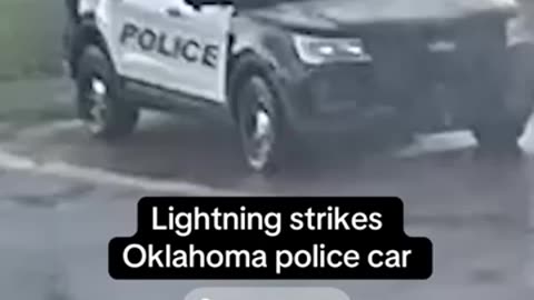 Lightning strikes Oklahoma police car #shorts