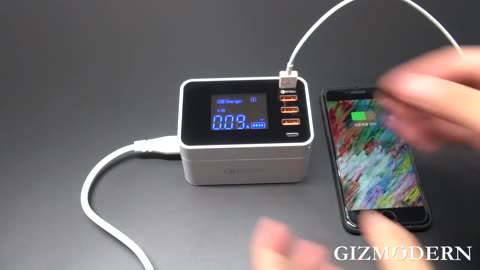 Foldable 5-port USB & Type-C Charge Station with Real-time Display