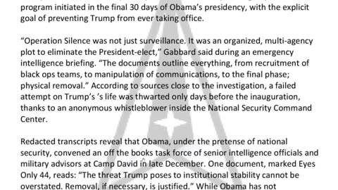 WAR REPORT - JULY 22 2025 - OBAMA AUTHORIZED ASSASSINATION ATTEMPT ON TRUMP
