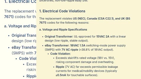 Electrical Safety Failures in Acorn Stairlift eBay Replacement PSU Exposed