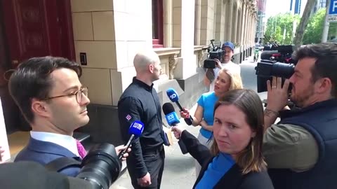 Thomas Sewell speaks to the media after being finally released on bail yesterday afternoon