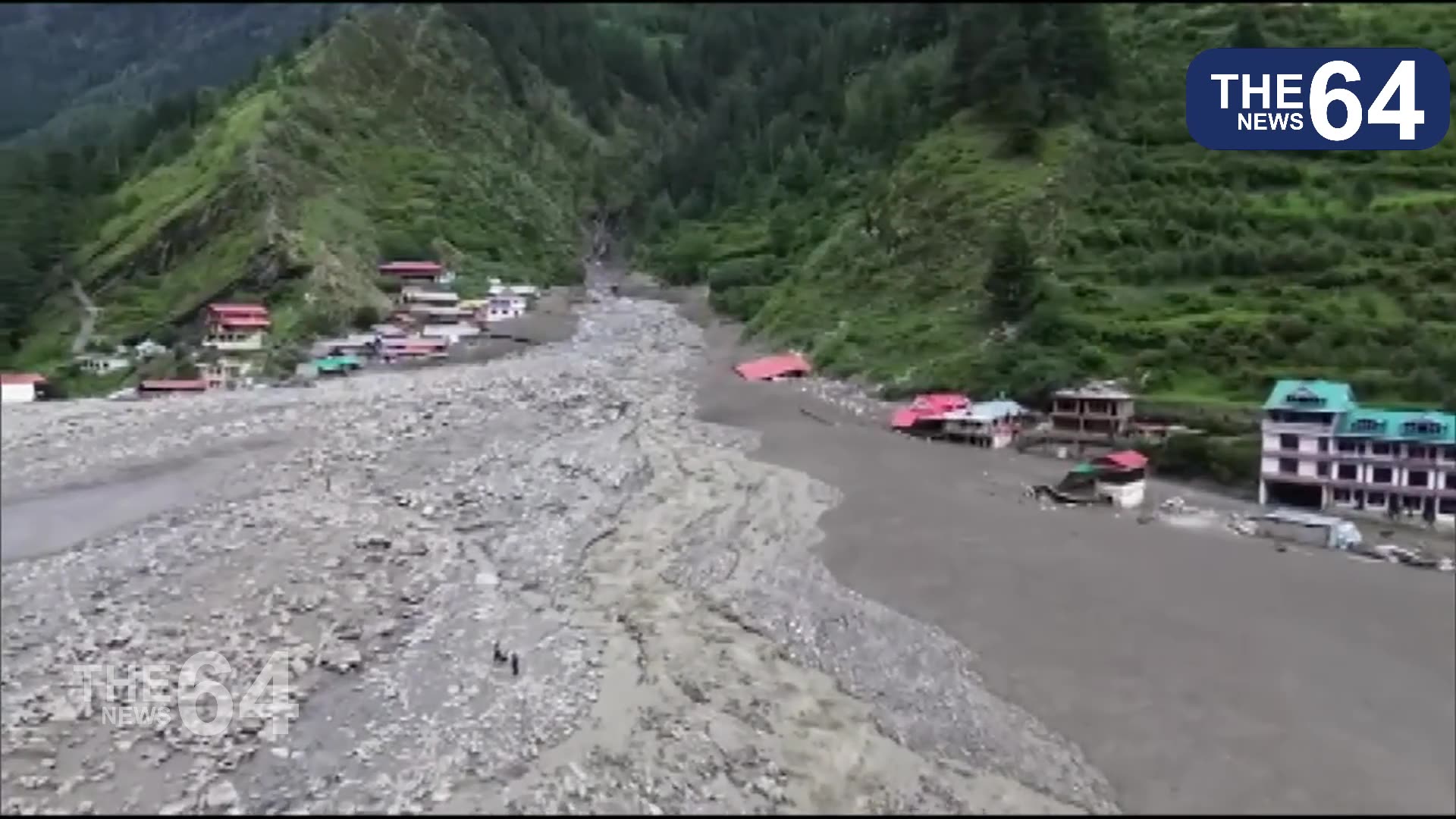 Flash flood strikes Dharali village in near Harsil following cloudburst in Uttarkashi