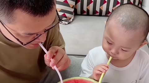 Baby watermelon juice Drank It... Then Realized It Was Medicine! 🤯🍉💊 #FutherAndSon #funny