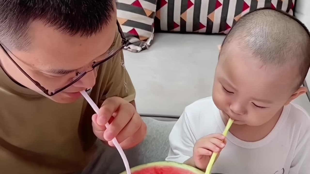 Baby watermelon juice Drank It... Then Realized It Was Medicine! 🤯🍉💊 #FutherAndSon #funny