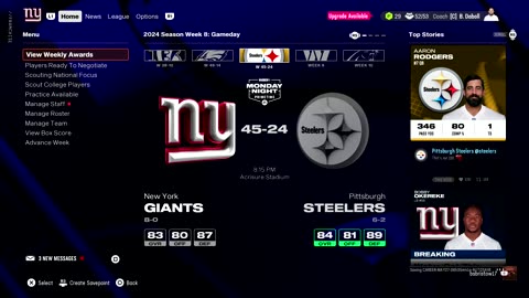 Ep8 Giants Franchise vs Steelers: Can we stop Rodgers?