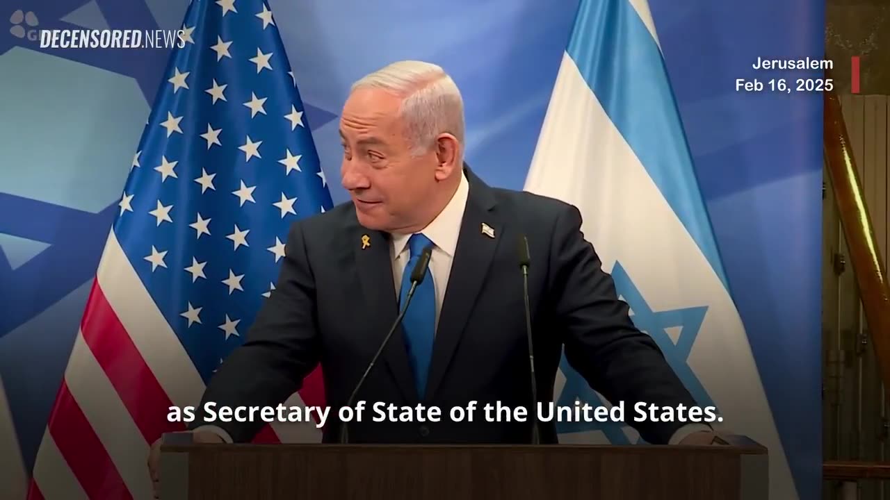 FEB 2025: A delighted-looking Benjamin Netanyahu hugs his “dear friend” Marco Rubio and welcomes him to Jerusalem.